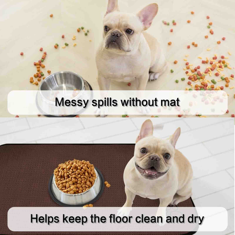 Sinland Microfiber Large Pet Food Mat Dog Feeding Mat Pet Bowl Mat with Anti-Skid Backing 21 Inch x 32 Inch Brown - Image 5